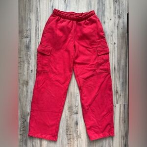 Aritzia TNA Red Sweatpants with Cargo Pockets